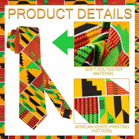 African Print Necktie for Men Pocket Square 2PC Set Kente Neck Ties in Saudi Arabia