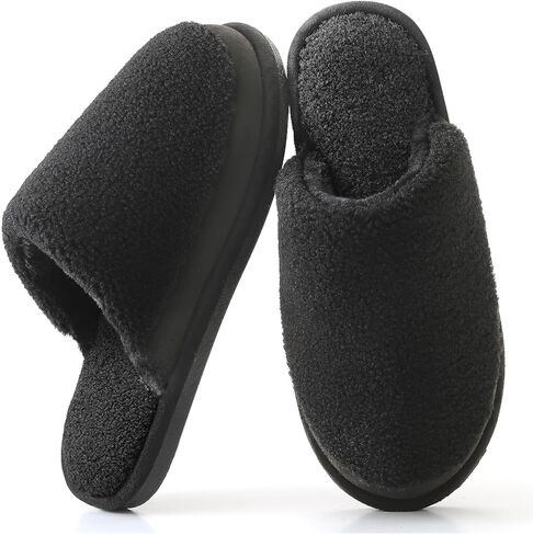 Parlovable Women's Memory Foam House Slippers | Warm Polar Fleece & Faux Fur Lining Comfort Shoes, Non-Slip Rubber Sole, Indoor/Outdoor Wear, Machine Washable in Saudi Arabia