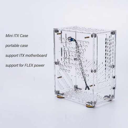 Mini Case ITX 4.3L 360 Cooling Clear Side Panel with Padded Foot Pads for Flex 1U Power 2.5in SSD (Transparent) in Saudi Arabia