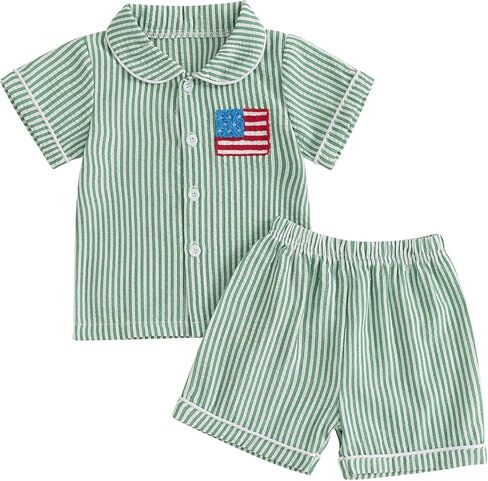 Babieshouse Toddler Baby Girl Boy Easter Pajamas Set Bunny Print Short Sleeve Button Down Shirt Top Shorts Pjs Set Sleepwear in Saudi Arabia