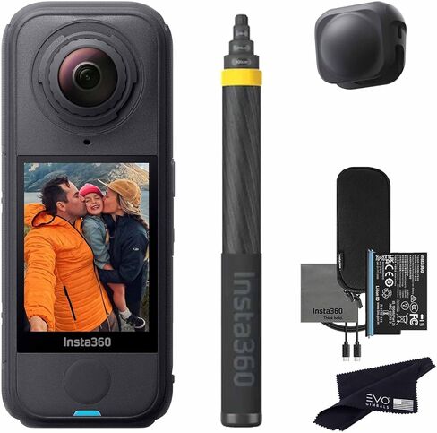Insta360 X4 Air Extended Selfie Stick Drone View Bundle| Lightest 8K 360 Action Camera for Epic Adventures, Replaceable Lenses| Bundle Includes 3M Invisible Extended Selfie Stick, Lens Cap(256GB) in Saudi Arabia