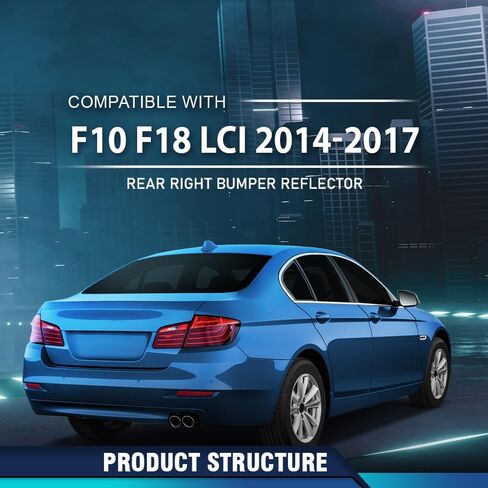 PIT66 المصد الخلفي عاكس الضوء سائق الجانب الأيسر صالح BMW 528i 535d 535i 550i xDrive Base 2014-2016 للنماذج W/o M Package، Fit BMW ActiveHybrid 5 Base 2014-2016 63147318555، BM1184108 in Saudi Arabia