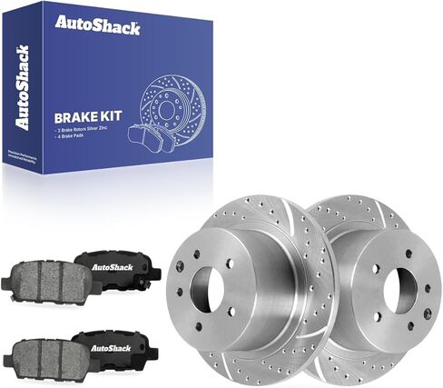 AutoShack Rear Solid Brake Rotors + Ceramic Pads 6-PC Brake Kit Replacement for 2009-2023 Nissan Altima 2013-2019 Nissan Sentra 11.48" (291.6 mm) in Saudi Arabia