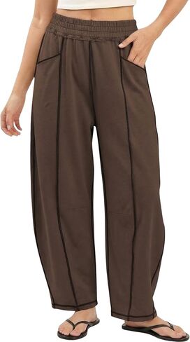 Athlisan Womens Baggy Barrel Sweatpants Wide Leg High Waisted Pants Palazzo Trousers with Pockets in Saudi Arabia