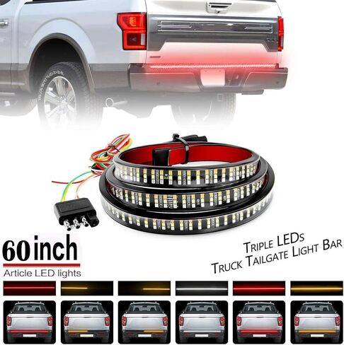 GSRECY 40inch Blink LED Truck Tailgate Light Bar Strip, Super Bright LED Red/White/Amber Reverse Stop Turn Signal Running for Trucks Pickups SUV RV Trailer (2X 20'') in Saudi Arabia