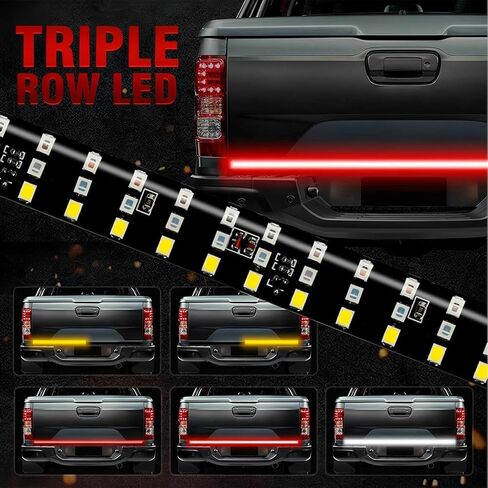 GSRECY 40inch Blink LED Truck Tailgate Light Bar Strip, Super Bright LED Red/White/Amber Reverse Stop Turn Signal Running for Trucks Pickups SUV RV Trailer (2X 20'') in Saudi Arabia