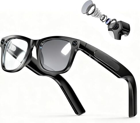 EarlySincere 4K Smart Glasses with Camera - 8MP Ultra HD Video Recording Eyewear, EIS Anti-Shake & AI Voice Control, Bluetooth Audio Calls, UV Protection, Flexible Hinges for Vlog, Men & Women in Saudi Arabia