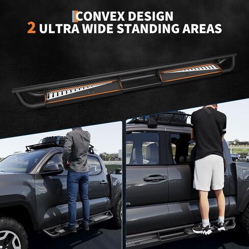 Running Boards for Toyota Tacoma Double Cab 2005-2023, 6" Dual-Stage Bolt-On Steel Side Steps, Non-Slip Textured Surface, Black Powder Coated Direct Fit Nerf Bars in Saudi Arabia
