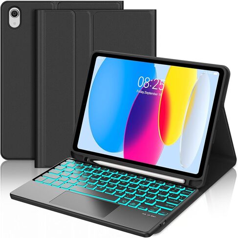 Touch Keyboard Case for iPad 11th (A16 2025) 11inch & for iPad 10th 10.9inch 2022 Generation Case Keyboard with Trackpad, 7-Colors Backlit Keypad with Pen Holder for iPad 11th/10th Case, Purple in Saudi Arabia