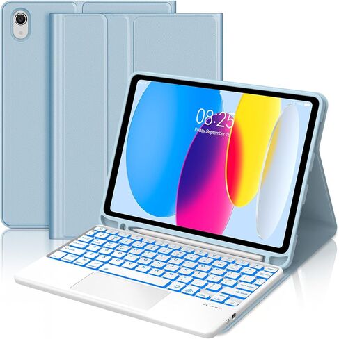 Touch Keyboard Case for iPad 11th (A16 2025) 11inch & for iPad 10th 10.9inch 2022 Generation Case Keyboard with Trackpad, 7-Colors Backlit Keypad with Pen Holder for iPad 11th/10th Case, Purple in Saudi Arabia