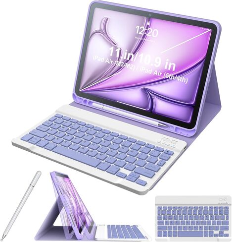 for iPad Air 11 Case with Keyboard and Stylus, 3 Angle Magnetic Detachable Bluetooth Keyboard Case for iPad Air 11 inch 4th 5th Gen M2 M3 2024 2025, Keyboard Case with Pencil Holder (Pink) in Saudi Arabia