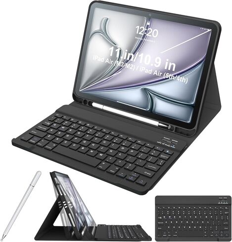 for iPad Air 11 Case with Keyboard and Stylus, 3 Angle Magnetic Detachable Bluetooth Keyboard Case for iPad Air 11 inch 4th 5th Gen M2 M3 2024 2025, Keyboard Case with Pencil Holder (Pink) in Saudi Arabia