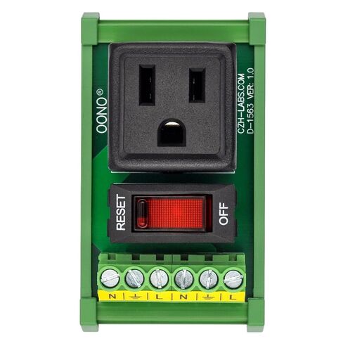 DIN Rail Mount AC 120V NEMA 5-15R 2 Receptacle Outlet Power Module, with Rocker Switch Thermal Circuit Breaker Overload Protector in Saudi Arabia