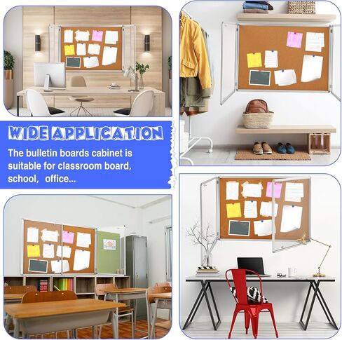 2 Pack Enclosed Bulletin Board 48"x36" Weather Resistant Lockable Enclosed Notice Cork Case Display Board Wall Mounted 2 Locking Door Aluminum Frame for Office School Commercial, 12xA4(Gray) in Saudi Arabia