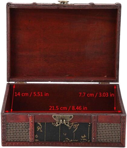 Tyenaza Wooden Keepsake Box, 23 x 16 x 9.8cm Small Chinese Style Antique Vintage Wood Book Jewelry Storage Organizer Chest Container(Chinese Style) in Saudi Arabia