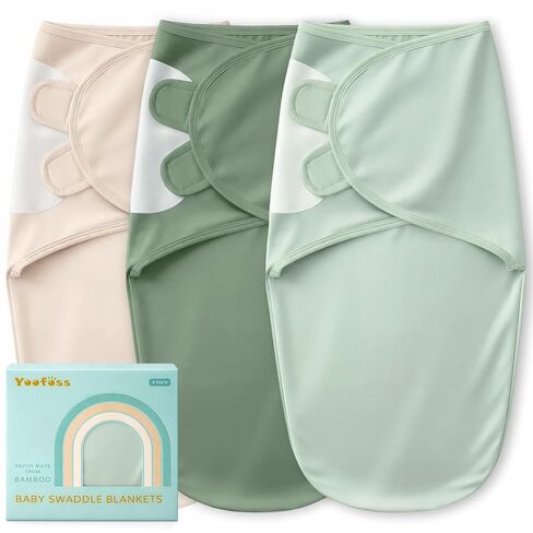 Yoofoss Baby Swaddle for Newborns 0–3 Months, Rayon Made from Bamboo Swaddle, Noiseless Closure Swaddle Sack, Soft Breathable & Durable Snug Fit in Saudi Arabia