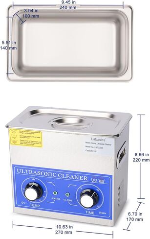 Ultrasonic Cleaning Machine, 304 Stainless Steel All-purpose Ultrasonic Washing Device with Mechanic Control Panel of Heating and Timer for Laboratory 40kHz 110V, 10L in Saudi Arabia