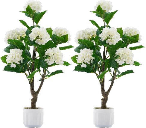 Artificial Hydrangea Tree 2 Pack, 3FT Faux Hydrangea Plant in Pot with Pink Flowers, Greenery Potted Plant for Indoor Outdoor Office Home Porch Decor, Pink in Saudi Arabia