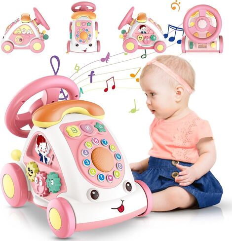 Montessori Toy for 1+ Year Old Girls, 10-in-1 Musical Learning Bus Baby Toys for 12-18 Months Present, Educational Developmental Sensory Toy, First Birthday Gifts for 1 Year Old Girl Toddlers in Saudi Arabia