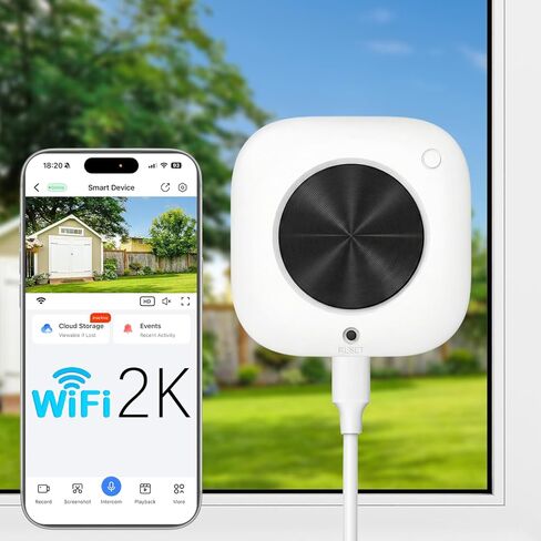 hazen No Drill Window Camera, Window Security Camera with Night Vision, 3MP 2K Indoor Camera for Home Security, AI Person Recognition, 24/7 Recording, Person & Motion Detection, Ivory White in Saudi Arabia