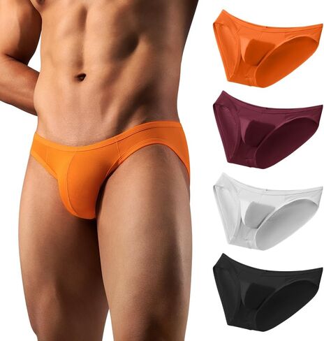 Hgn Men's Viscose Underwear Briefs, Ultra Comfort Lightweight Sexy Bikini Briefs, 4Pack in Saudi Arabia
