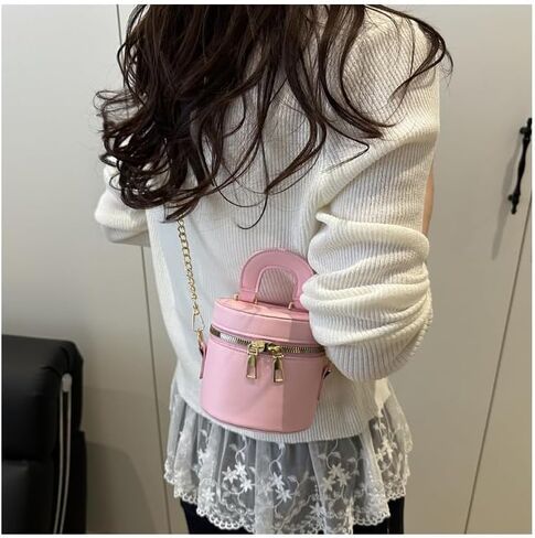 Korean Style Bucket Bag, Double Zipper Shoulder Bag for Women, Chain Strap Crossbody Purse in Saudi Arabia