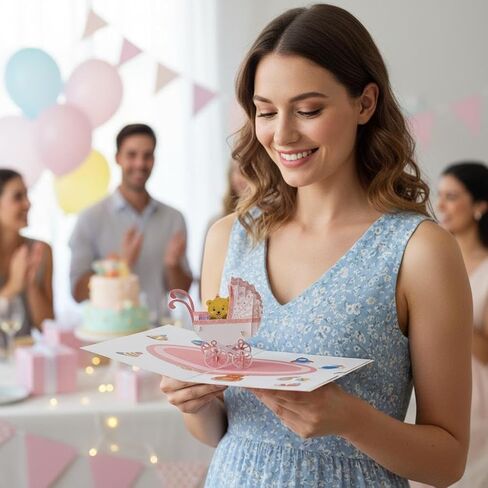 بطاقة استحمام الطفل المنبثقة للأولاد والبنات من DEVINE Popup Cards | عربة مولود جديد مبروك | مرحبًا بك في بيتك بيبي | بطاقة هدايا ثلاثية الأبعاد شكرًا لك | بطاقة تهنئة بالمولود in Kuwait