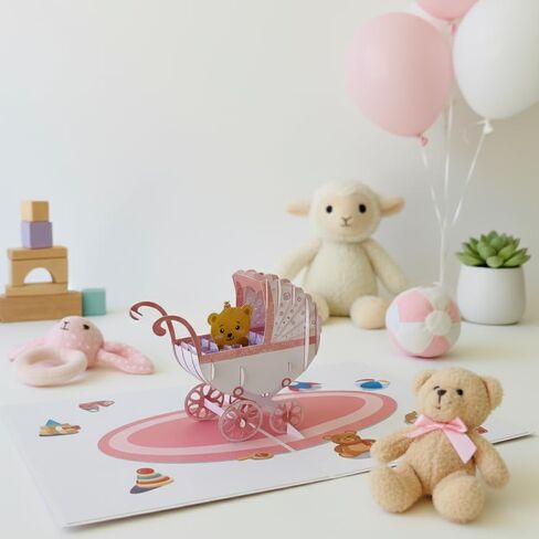 بطاقة استحمام الطفل المنبثقة للأولاد والبنات من DEVINE Popup Cards | عربة مولود جديد مبروك | مرحبًا بك في بيتك بيبي | بطاقة هدايا ثلاثية الأبعاد شكرًا لك | بطاقة تهنئة بالمولود in Kuwait