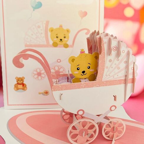 بطاقة استحمام الطفل المنبثقة للأولاد والبنات من DEVINE Popup Cards | عربة مولود جديد مبروك | مرحبًا بك في بيتك بيبي | بطاقة هدايا ثلاثية الأبعاد شكرًا لك | بطاقة تهنئة بالمولود in Kuwait