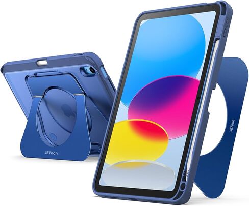 حافظة JETech بمسند لجهاز iPad (A16) الجيل الحادي عشر/العاشر (2025/2022) مع حامل قلم رصاص، غطاء نحيف مقاوم للصدمات، ظهر شفاف بلوري، حامل قوي متعدد الزوايا قابل للتعديل (أسود) in Saudi Arabia
