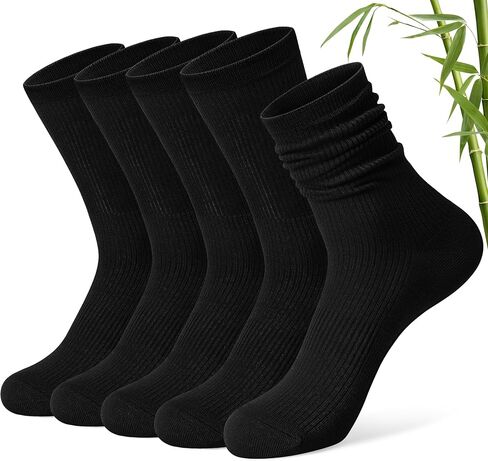 FITRELL Women's Bamboo Rayon Crew Socks, 5-Pack Thin & Breathable Quarter Calf Scrunch Socks for Casual, Dress, Bussiness in Saudi Arabia