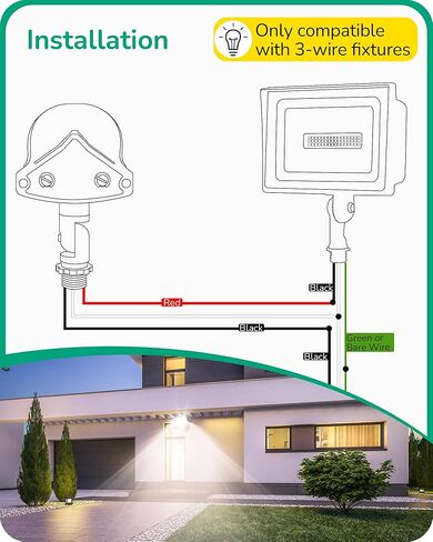 EDISHINE 240 Degree Motion Sensor, Automatic Dusk to Dawn, 120V AC Motion PIR Sensor, Adjustable Delay Time & Detection Range, Replacement Motion Security Floodlight Sensor, Black, UL Listed in Kuwait
