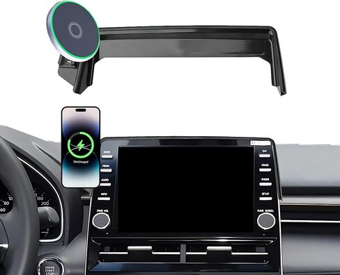 Car Phone Holder for Toyota Sienna 2021-2024 Accessories Apply to 9 Inch Touch Screen 15W Fast Wireless Charger Screen Fixed Clip Cell Phone Mount with Dashboard Storage Tray in Saudi Arabia