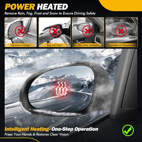مرآة جانبية سوداء متوافقة مع Volkswagen Jetta 2005 2006 2007 2008 2009 2010، مع ضوء إشارة الانعطاف / تسخين / طي يدوي / استبدال مرآة الباب الزجاجية الكهربائية # VW1321122 861033 (7 دبابيس، الركاب الأيمن) in Kuwait