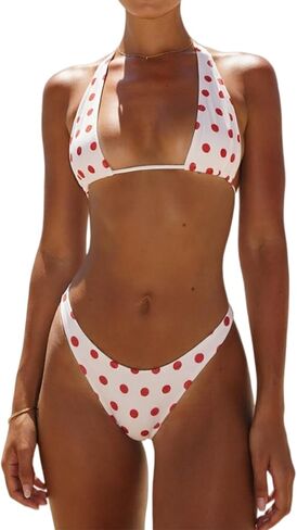 Sunloudy Brazilian Thong Bikini Sets for Women Halter String Triangle Top High Cut Cheeky G Bottom Y2k Micro Swimsuit in Saudi Arabia