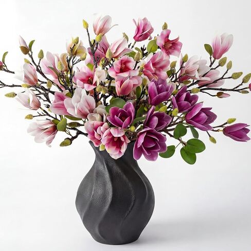 Janinka 8 Pcs Artificial Magnolia Flowers Stem for Spring Decoration Faux Fake Flora Stems Beautiful Magnolia Office Hotel Home Decor Accent Pieces(Pink, White) in Saudi Arabia