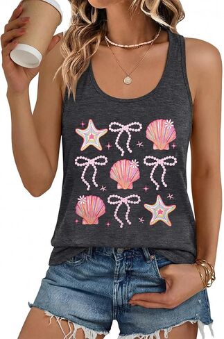 SFHFY Beach Tanks Women: Hawaiian Sleeveless T Shirt Seashell Starfish Vest Cruise Tank Summer Vacation Tee Tops in Saudi Arabia