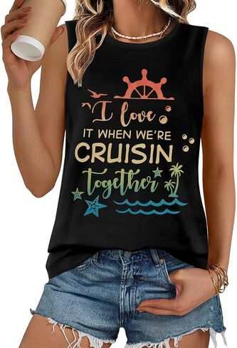 SFHFY Beach Tanks Women: Hawaiian Sleeveless T Shirt Seashell Starfish Vest Cruise Tank Summer Vacation Tee Tops in Saudi Arabia