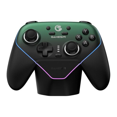 وحدة تحكم الألعاب اللاسلكية GameSir Super Nova لأجهزة الكمبيوتر/Switch/iOS/Android، عصا تأثير Hall & Trigger، إضاءة RGB، ABXY قابلة للتبديل، لوحة واجهة قابلة للفصل، 1000 مللي أمبير مع قاعدة شحن - أسود وأبيض" in Kuwait