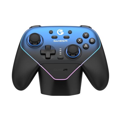 وحدة تحكم الألعاب اللاسلكية GameSir Super Nova لأجهزة الكمبيوتر/Switch/iOS/Android، عصا تأثير Hall & Trigger، إضاءة RGB، ABXY قابلة للتبديل، لوحة واجهة قابلة للفصل، 1000 مللي أمبير مع قاعدة شحن - أسود وأبيض" in Kuwait