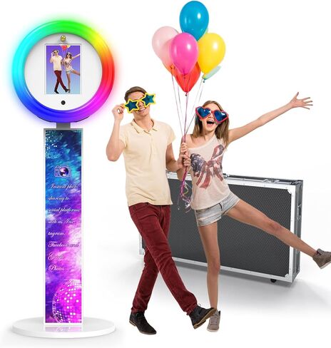 Portable Photo Booth Compatible with Any Ipad,Photo Booth Stand Shell with CryTok PhotoBooth Music Sync,Flight Case,Free Custom Logo,Perfect for Parties,Wedding and Events(Black) in Saudi Arabia