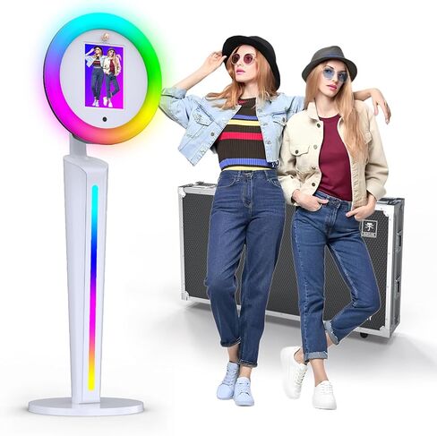 Portable Photo Booth Compatible with Any Ipad,Photo Booth Stand Shell with CryTok PhotoBooth Music Sync,Flight Case,Free Custom Logo,Perfect for Parties,Wedding and Events(Black) in Saudi Arabia