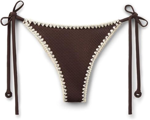 CALZEDONIA Woman's Brazilian String Swimsuit Bottom Bicolor Embroidery in Saudi Arabia
