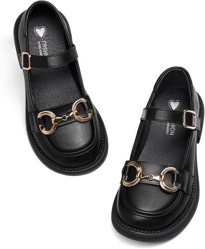 أحذية Haloumoning للفتيات Mary Jane Dress Shoes بكعب مكتنز وحزام عند الأصابع وأحذية مسطحة للمدرسة بدون كعب in Saudi Arabia