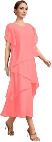 Flutter Sleeves Mother of The Bride Dresses for Women Floral Chiffon Formal Long Dress for Wedding Guest Grey US18 in Saudi Arabia