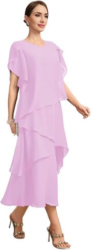 Flutter Sleeves Mother of The Bride Dresses for Women Floral Chiffon Formal Long Dress for Wedding Guest Grey US18 in Saudi Arabia
