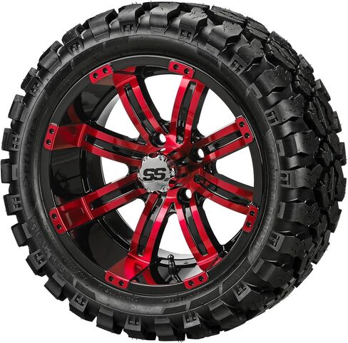 RM Cart 14" Casino White/Black on a 23x10R14 Sierra Rover Radial Tire (Set of 4) | Golf Cart Tires and Wheels Combo with Standard Lug Nuts in Saudi Arabia