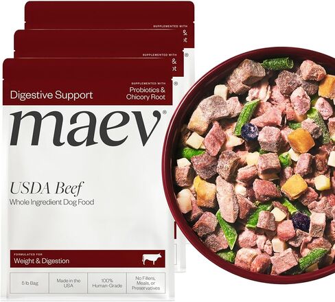 Maev Human-Grade Beef Dog Food, Weight & Digestion Formula, Whole Ingredient, Gluten-Free, High Protein Puppy & Dog Food, 5 lb in Kuwait