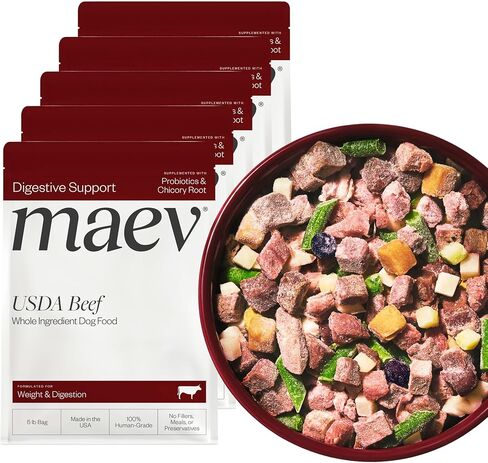 Maev Human-Grade Beef Dog Food, Weight & Digestion Formula, Whole Ingredient, Gluten-Free, High Protein Puppy & Dog Food, 5 lb in Kuwait
