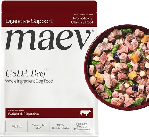 Maev Human-Grade Beef Dog Food, Weight & Digestion Formula, Whole Ingredient, Gluten-Free, High Protein Puppy & Dog Food, 5 lb in Saudi Arabia
